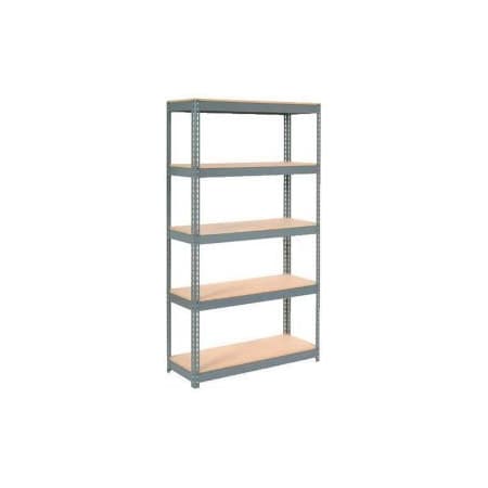GLOBAL EQUIPMENT Extra Heavy Duty Shelving 48"W x 24"D x 60"H With 5 Shelves, Wood Deck, Gry 255441